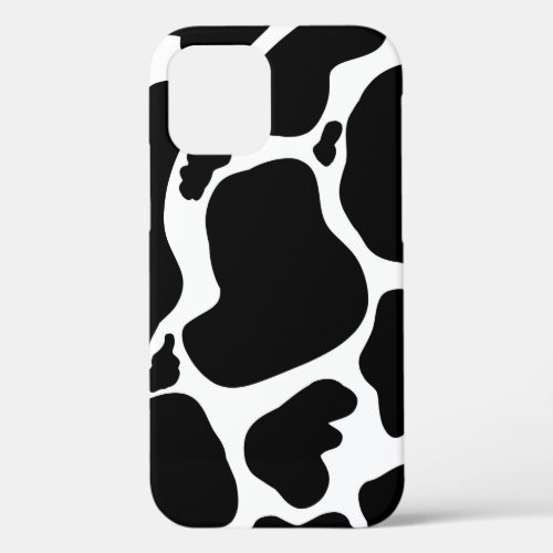 Simple Black white Cow Spots Animal iPhone 12 Case