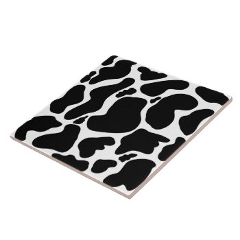 Simple Black White Cow Spots Animal Ceramic Tile by Trendy_arT at Zazzle