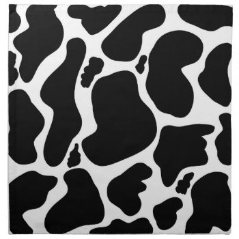 Simple Black White Cow Spots Animal Cloth Napkin by Trendy_arT at Zazzle