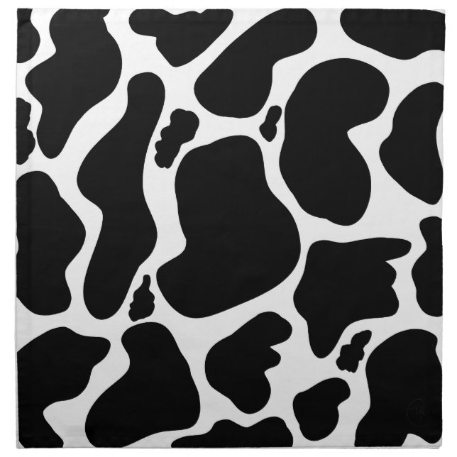 Simple Black white Cow Spots Animal Cloth Napkin (Front)