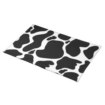 Simple Black White Cow Spots Animal Cloth Placemat by Trendy_arT at Zazzle
