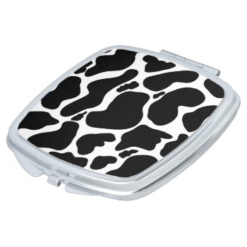 Simple Black White Cow Spots Animal Compact Mirror by Trendy_arT at Zazzle