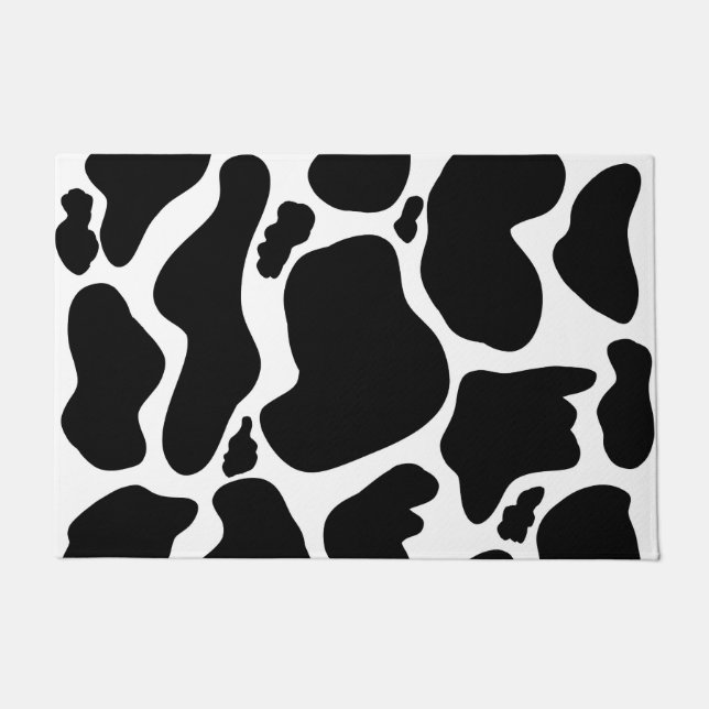 Simple Black white Cow Spots Animal Doormat (Front)