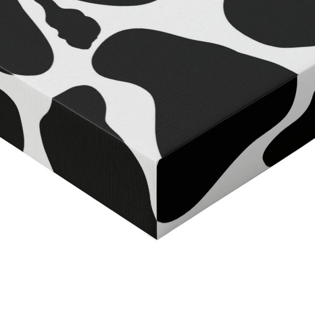 Simple Black white Cow Spots Animal Faux Canvas Print (Corner)