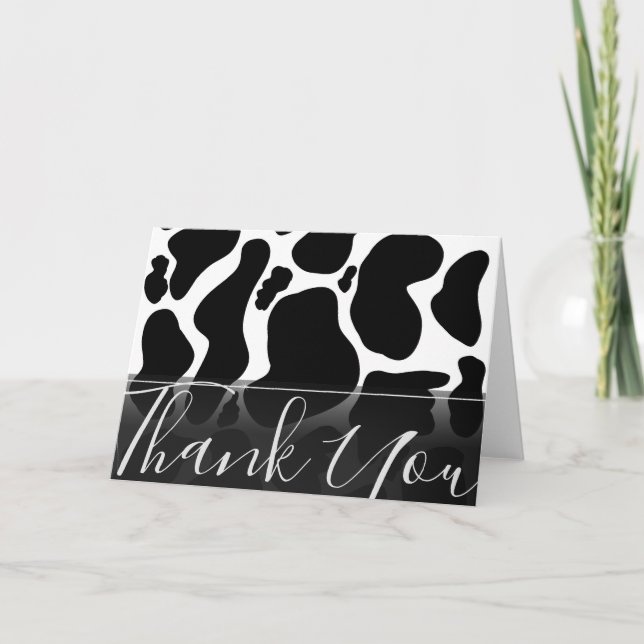 Simple Black white Cow Spots Animal Holiday Card (Front)