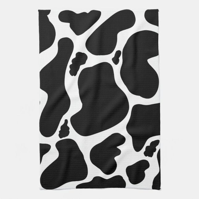 Simple Black white Cow Spots Animal Kitchen Towel (Vertical)