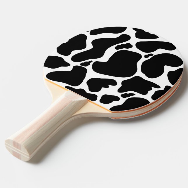 Simple Black white Cow Spots Animal Ping Pong Paddle (Front Angle)