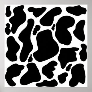 Simple Black white Cow Spots Animal Poster