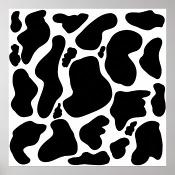 Simple Black White Cow Spots Animal Poster by Trendy_arT at Zazzle