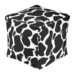 Simple Black white Cow Spots Animal Pouf