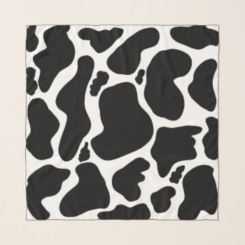 Simple Black White Cow Spots Animal Scarf by Trendy_arT at Zazzle