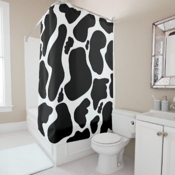 Simple Black White Cow Spots Animal Shower Curtain by Trendy_arT at Zazzle