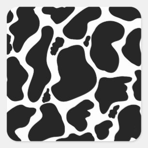 Simple Black white Cow Spots Animal Square Sticker