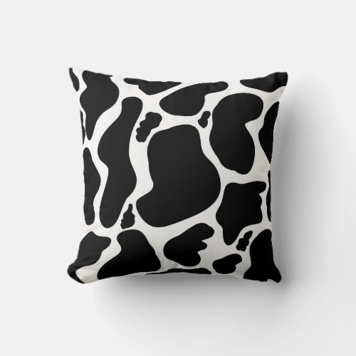 Simple Black white Cow Spots Animal Throw Pillow