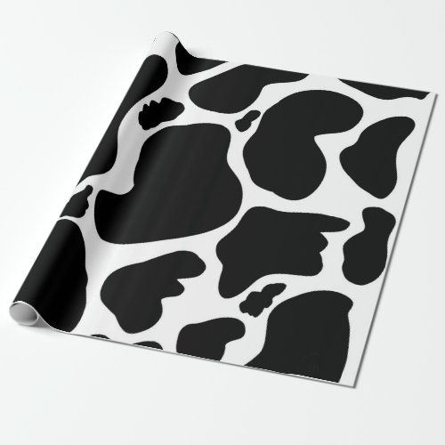 Simple Black white Cow Spots Animal Wrapping Paper