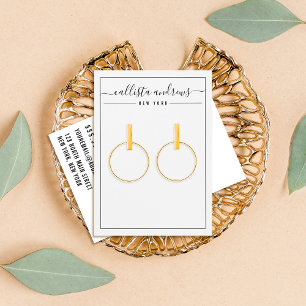 Simple Black White Cursive Earring Display Card