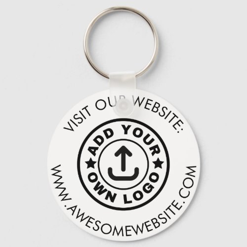 Simple Black  White Custom Business Logo Website Keychain