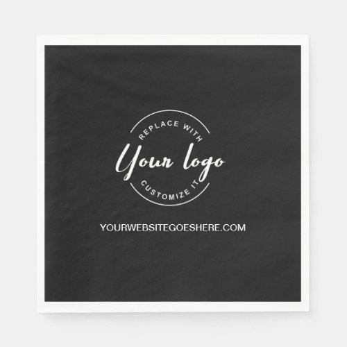 Simple Black White Custom Business logo website Napkins