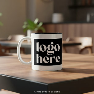 Simple Black White Custom Logo Branded Mug