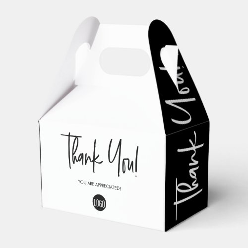 Simple black white Custom Logo Staff appreciation Favor Boxes