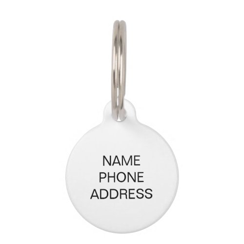 Simple black white custom Name Info two sided dog Pet ID Tag