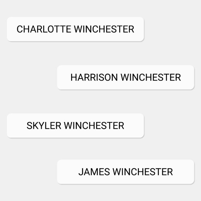 Simple black white custom name waterproof modern kids' labels (Group)