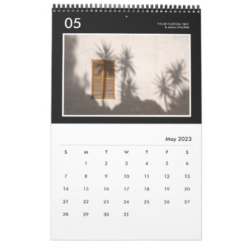 Simple Black  White Custom Photo 2023 Calendar