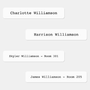 Simple black white custom typewriter name info kids' labels