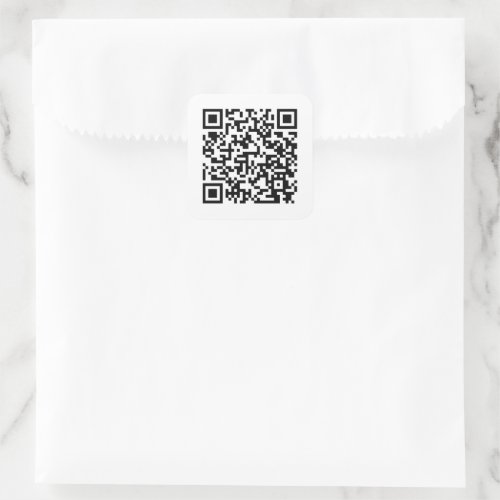 Simple Black White Custom URL QR Code Square Sticker