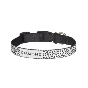 Simple Black & White Dalmatian Fur Pattern Pet Collar