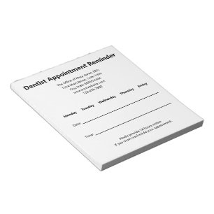 Simple Black & White Dentist Appointment Reminder Notepad