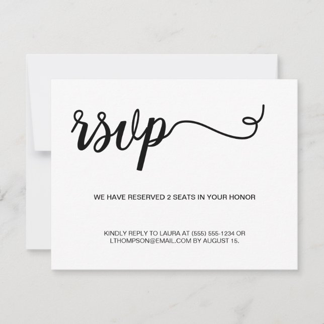 Simple Black white Digital Message RSVP Announcement (Front)