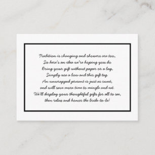 Simple Black White Display shower insert + tag