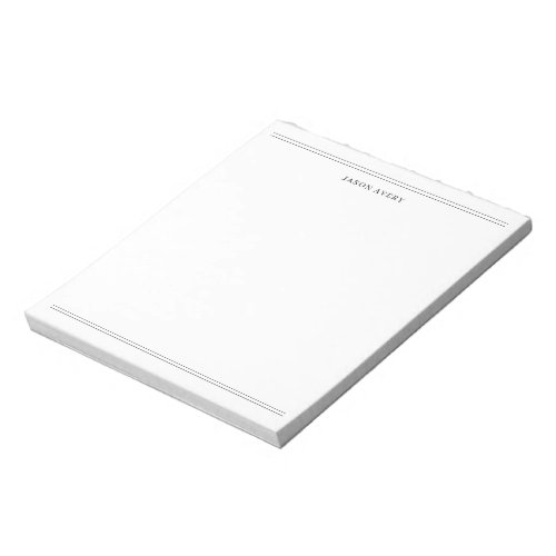 Simple Black White Double Lines Stationery Notepad