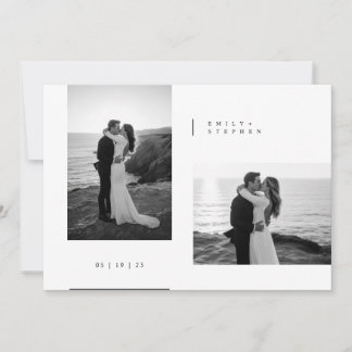 Simple Black & White Elegant Minimal Wedding Photo Invitation