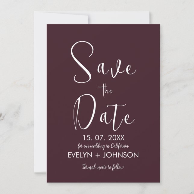 Simple Black & White Elegant Minimalist Save The D Date (Front)
