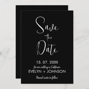 Simple Black & White Elegant Minimalist Save The Date
