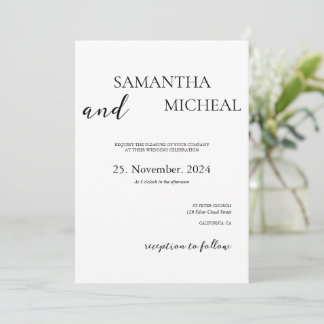 Simple Black & White Elegant Minimalist Wedding Invitation