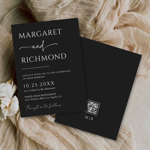 Simple Black & White Elegant Minimalist Wedding Invitation