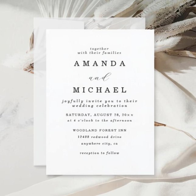 Simple Black & White Elegant Minimalist Wedding Invitation (Creator Uploaded)