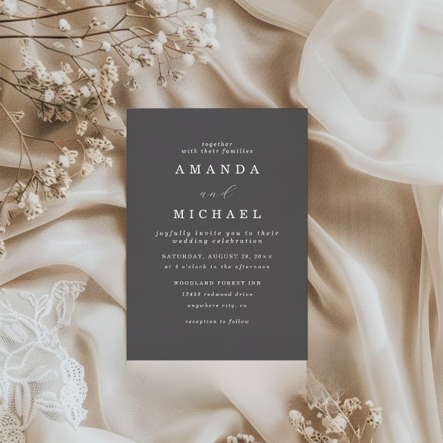 Simple Black & White Elegant Minimalist Wedding Invitation (Creator Uploaded)