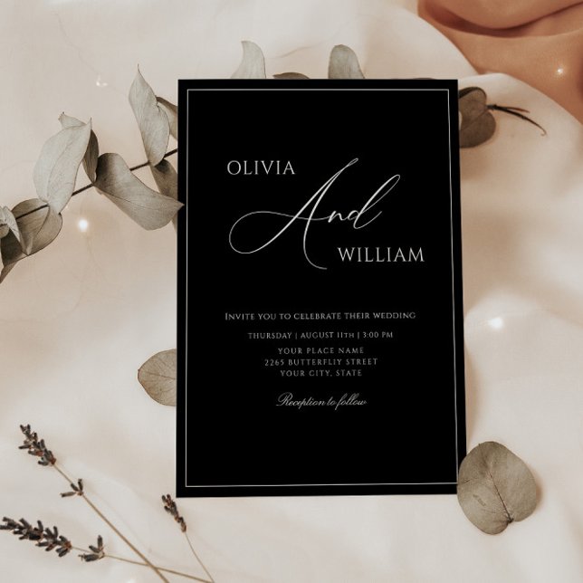 Simple Black & White Elegant Minimalist Wedding Invitation (Creator Uploaded)