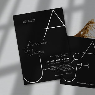 Simple Black & White Elegant Minimalist Wedding Invitation