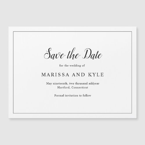 Simple Black White Elegant Save the Date Magnet