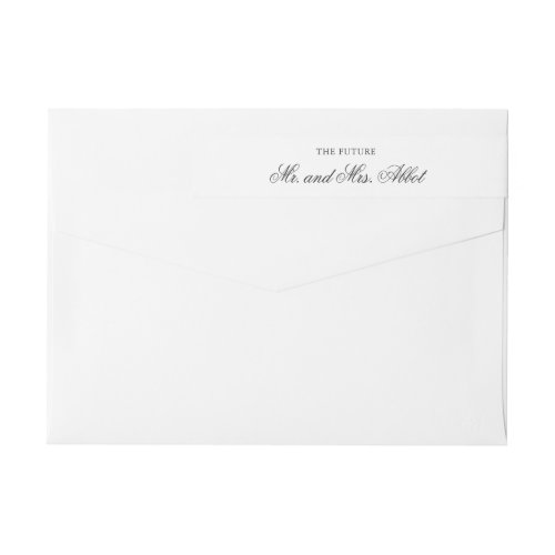 Simple Black White Elegant Wedding Return Address Wrap Around Label