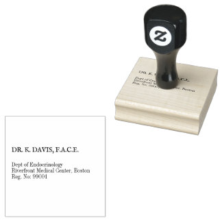 Simple Black &White Endocrinologist Doctor Address Rubber Stamp