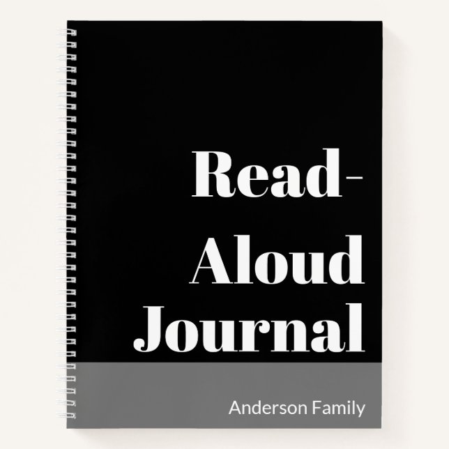 Simple Black White Family Name Read-Aloud Journal (Front)