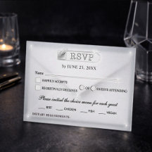 Simple Black White Faux Acrylic Luxury Wedding 