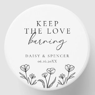 Simple Black & White Floral Outline Wedding Mini Candle Favors