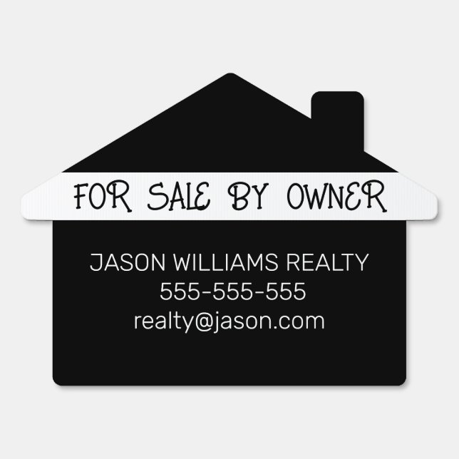 SIMPLE BLACK WHITE FOR SALE BY OWNER REAL ESTATE SIGN (Front)